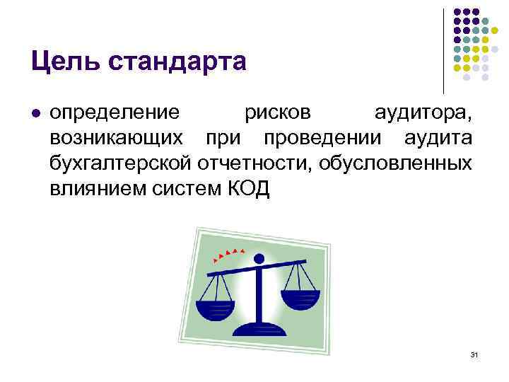 Цель стандарта l определение рисков аудитора, возникающих при проведении аудита бухгалтерской отчетности, обусловленных влиянием