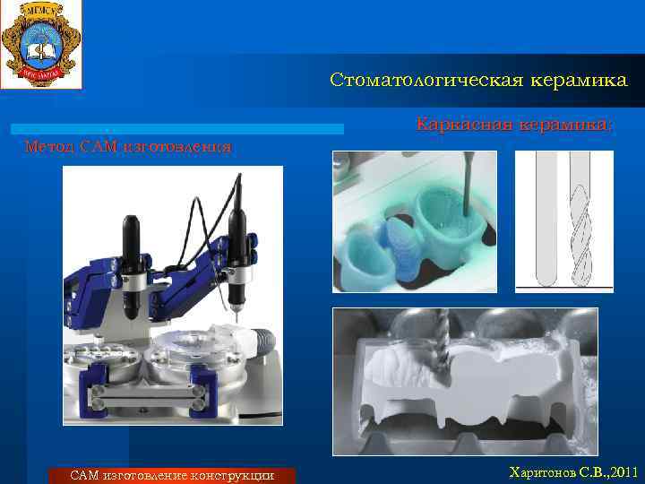 Стоматологическая керамика Каркасная керамика: Метод CAM изготовления CAM изготовление конструкции Харитонов С. В. ,