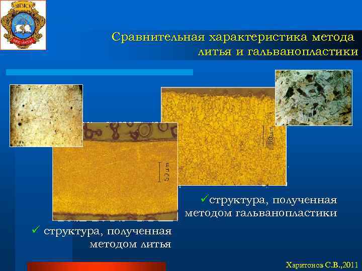 Сравнительная характеристика метода литья и гальванопластики üструктура, полученная методом гальванопластики ü структура, полученная методом
