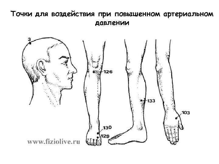 Точки для воздействия при повышенном артериальном давлении 