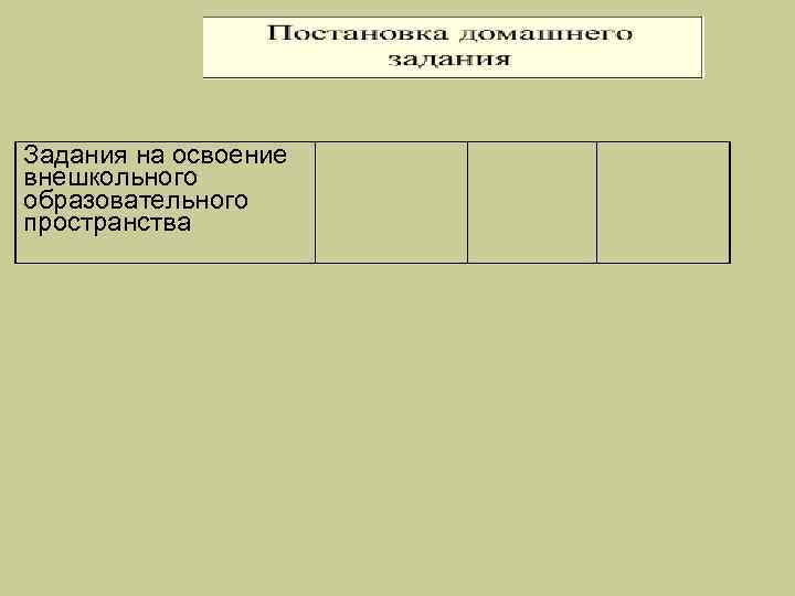 Задания на освоение внешкольного образовательного пространства 