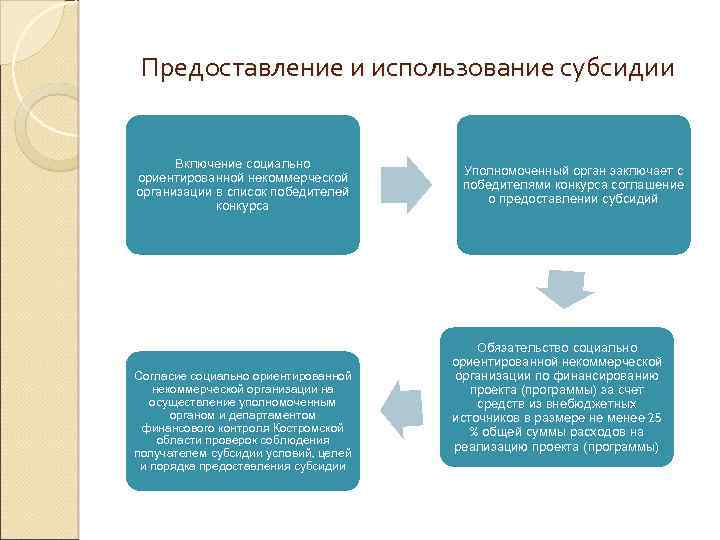 Предоставление и использование субсидии Включение социально ориентированной некоммерческой организации в список победителей конкурса Согласие