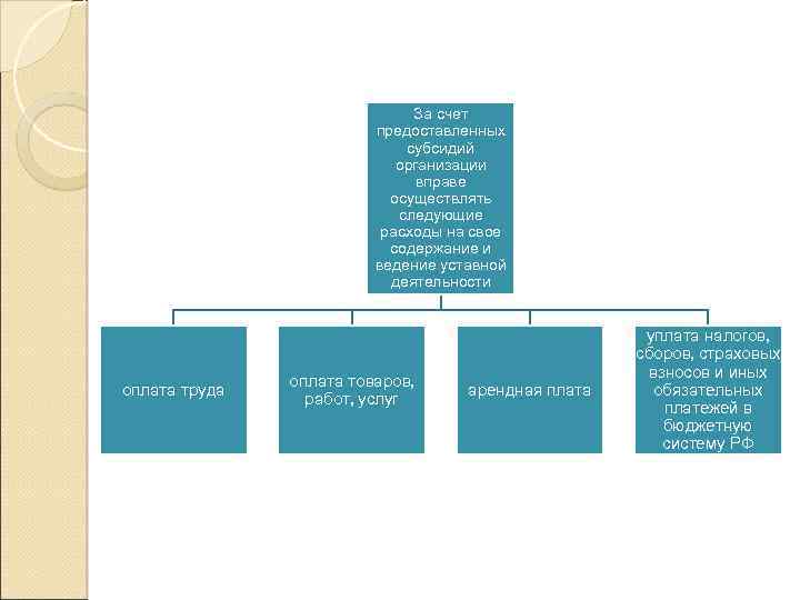 За счет предоставленных субсидий организации вправе осуществлять следующие расходы на свое содержание и ведение