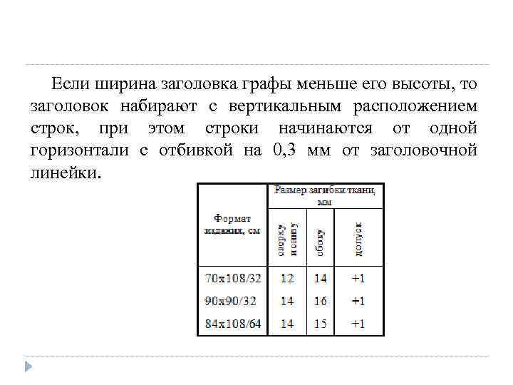 Если ширина заголовка графы меньше его высоты, то заголовок набирают с вертикальным расположением строк,