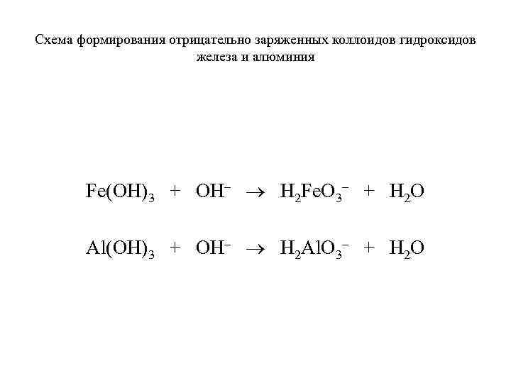 Гидроксид железа 3 и алюминий реакция
