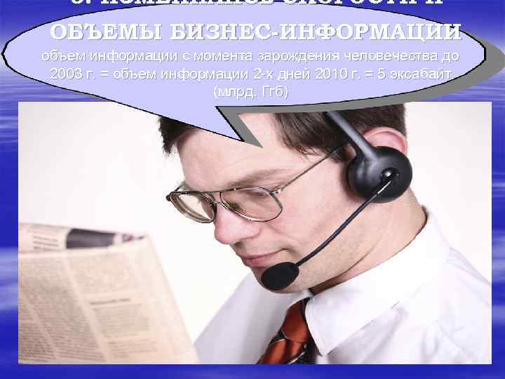  3. ИЗМЕНИЛИСЬ СКОРОСТИ И ОБЪЕМЫ БИЗНЕС-ИНФОРМАЦИИ объем информации с момента зарождения человечества до