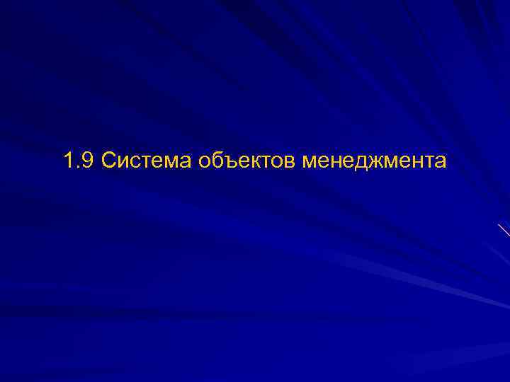 1. 9 Система объектов менеджмента 