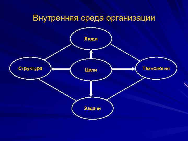 Внутренняя среда организации Люди Структура Цели Задачи Технология 
