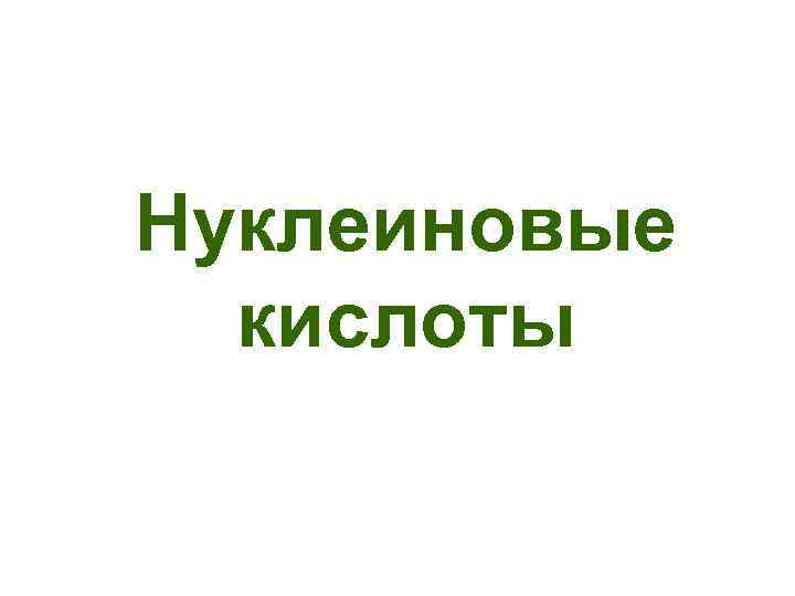 Нуклеиновые кислоты 