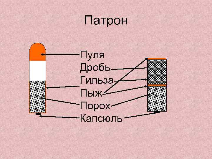 Патрон Пуля Дробь Гильза Пыж Порох Капсюль 