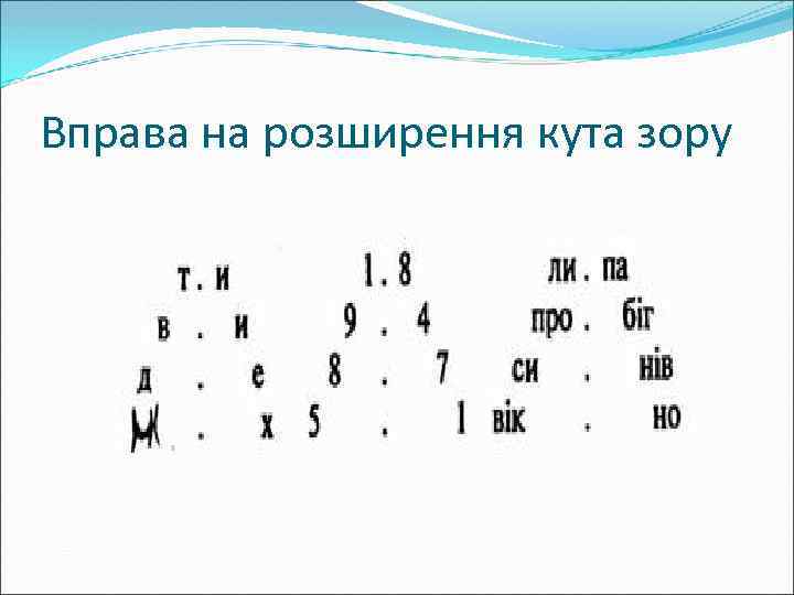 Вправа на розширення кута зору 