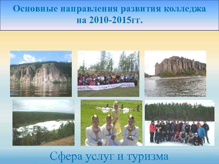 Основные направления развития колледжа на 2010 -2015 гг. Сфера услуг и туризма 