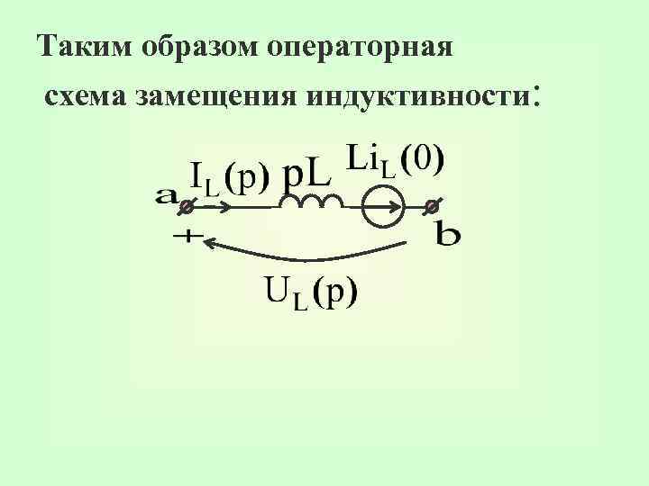 Таким образом операторная схема замещения индуктивности: 