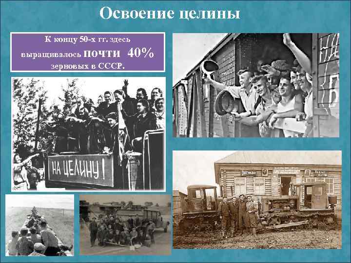 Освоение целины К концу 50 -х гг. здесь Валовой сбор зерна увеличился в 1953