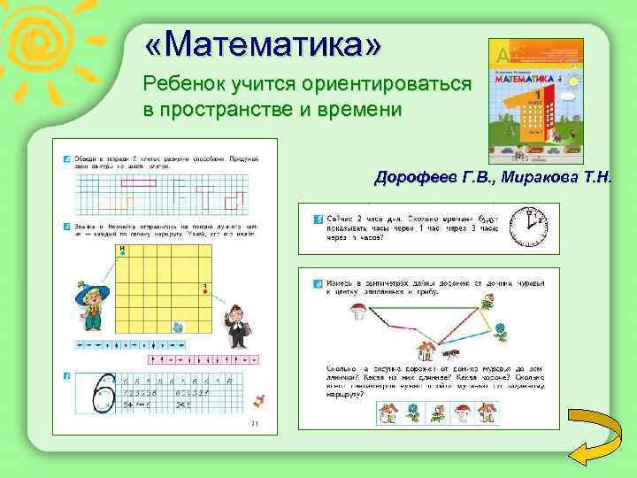  «Математика» Ребенок учится ориентироваться в пространстве и времени Дорофеев Г. В. , Миракова