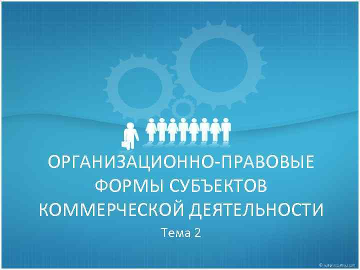 ОРГАНИЗАЦИОННО-ПРАВОВЫЕ ФОРМЫ СУБЪЕКТОВ КОММЕРЧЕСКОЙ ДЕЯТЕЛЬНОСТИ Тема 2 