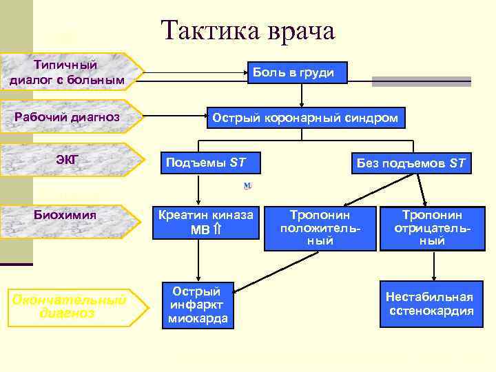 СМП Тактика врача Типичный диалог с больным Рабочий диагноз ЭКГ Боль в груди Острый