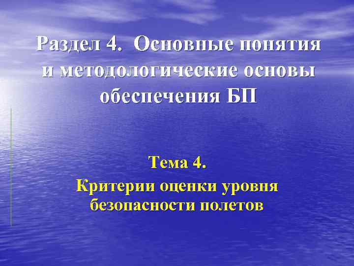Раздел 4. Основные понятия и методологические основы обеспечения БП Тема 4. Критерии оценки уровня