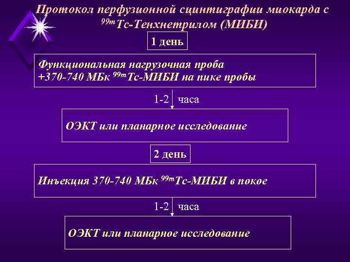 Протокол перфузионной сцинтиграфии миокарда с 99 m. Тc-Тенхнетрилом (МИБИ) 1 день Функциональная нагрузочная проба