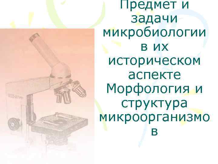 Предмет и задачи микробиологии в их историческом аспекте Морфология и структура микроорганизмо в 