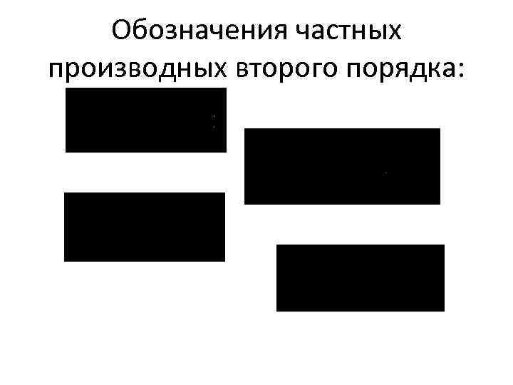 Обозначения частных производных второго порядка: 