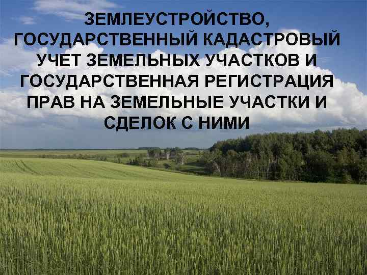 Государственный кадастровый учет земельных участков презентация