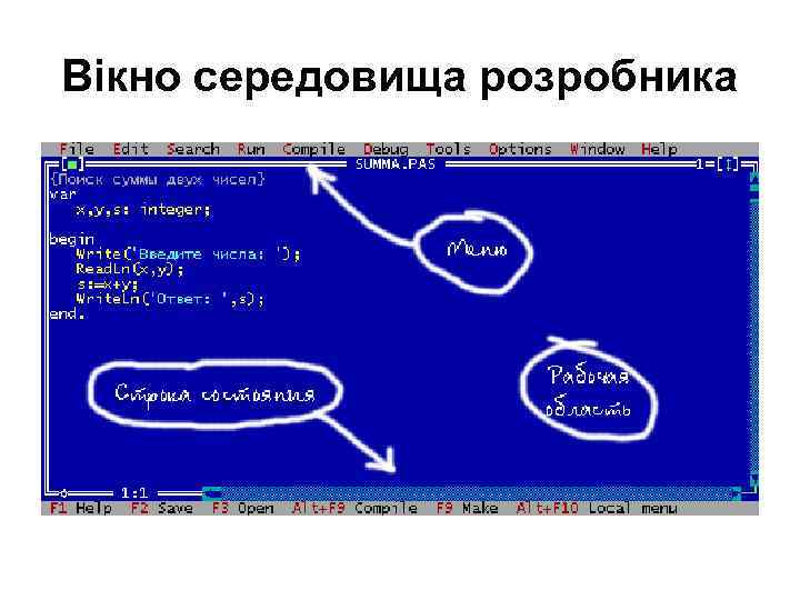 Вікно середовища розробника 