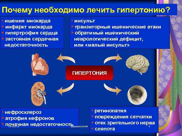 Почему необходимо лечить гипертонию? • ишемия миокарда • инфаркт миокарда • гипертрофия сердца •