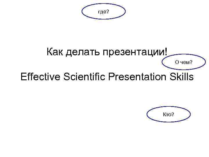 где? Как делать презентации! О чем? Effective Scientific Presentation Skills Кто? 