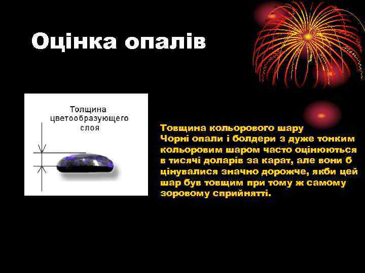 Оцінка опалів Товщина кольорового шару Чорні опали і болдери з дуже тонким кольоровим шаром