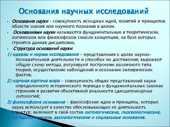 Основания науки идеалы и нормы научного исследования философские принципы научная картина мира