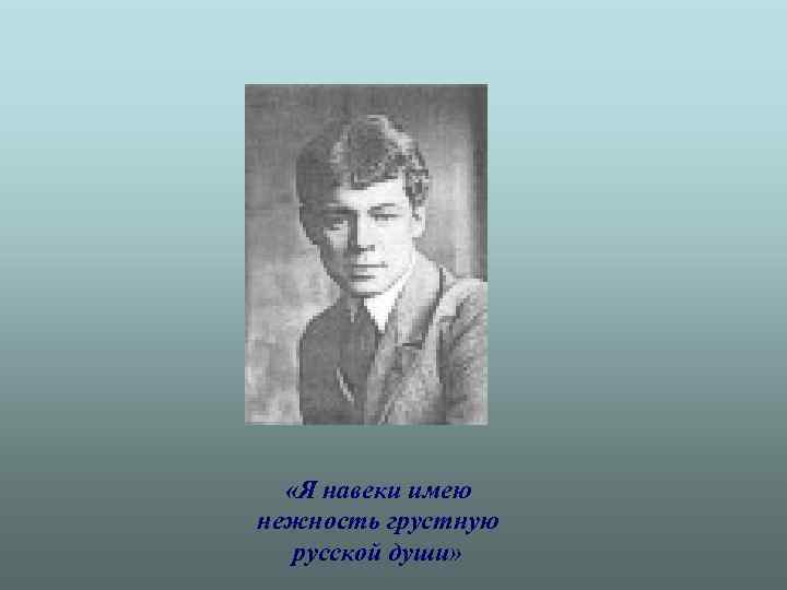  «Я навеки имею нежность грустную русской души» 