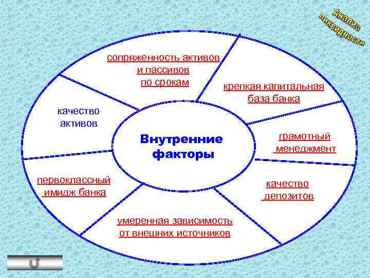 качество активов сопряженность активов и пассивов по срокам крепкая капитальная база банка Внутренние факторы
