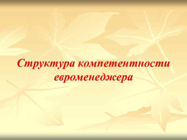 Структура компетентности евроменеджера 