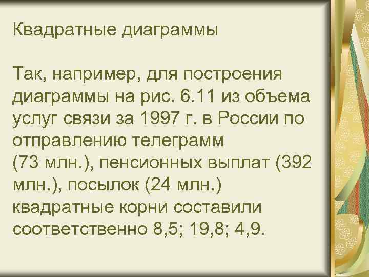 Квадратные диаграммы Так, например, для построения диаграммы на рис. 6. 11 из объема услуг