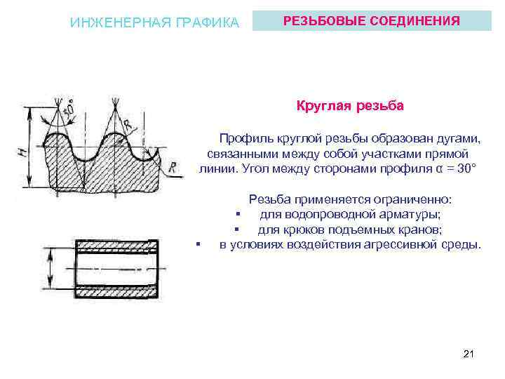 Высота профиля резьбы