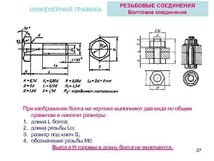 Гайка чертеж инженерная графика