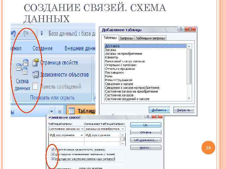 СОЗДАНИЕ СВЯЗЕЙ. СХЕМА ДАННЫХ 26 