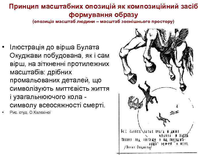 Принцип масштабних опозицій як композиційний засіб формування образу (опозиція масштаб людини – масштаб зовнішнього