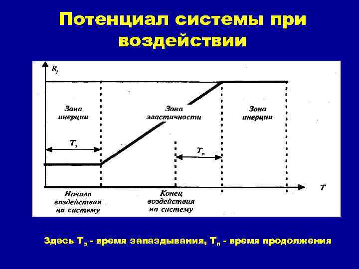 Потенциал системы при воздействии , Здесь Тз - время запаздывания, Тп - время продолжения