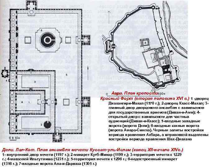 Агра. План крепости Красный Форт (вторая половина XVI в. ) 1 -дворец Джахангири-Махал (1570