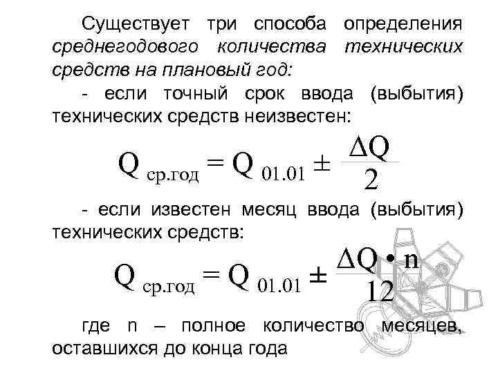 Существует три способа определения среднегодового количества технических средств на плановый год: - если точный