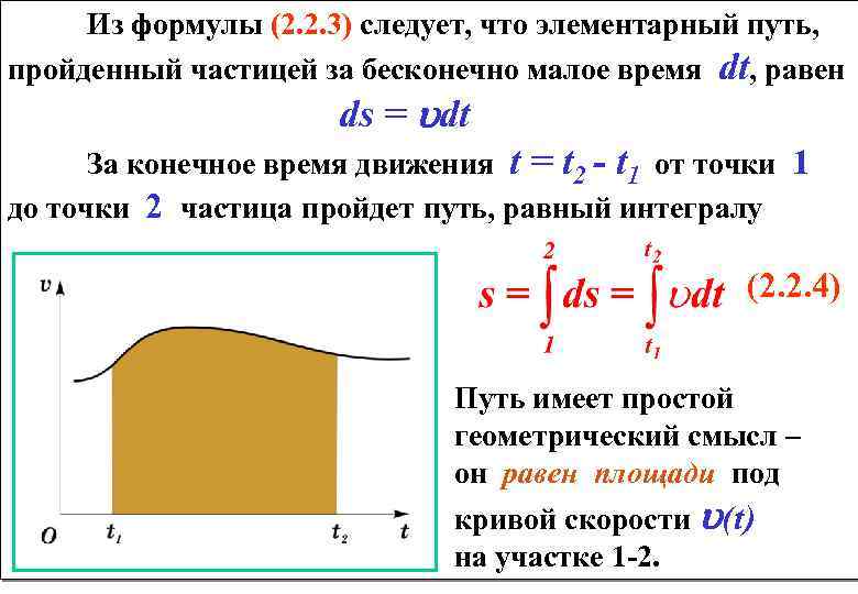 Из формулы (2. 2. 3) следует, что элементарный путь, пройденный частицей за бесконечно малое