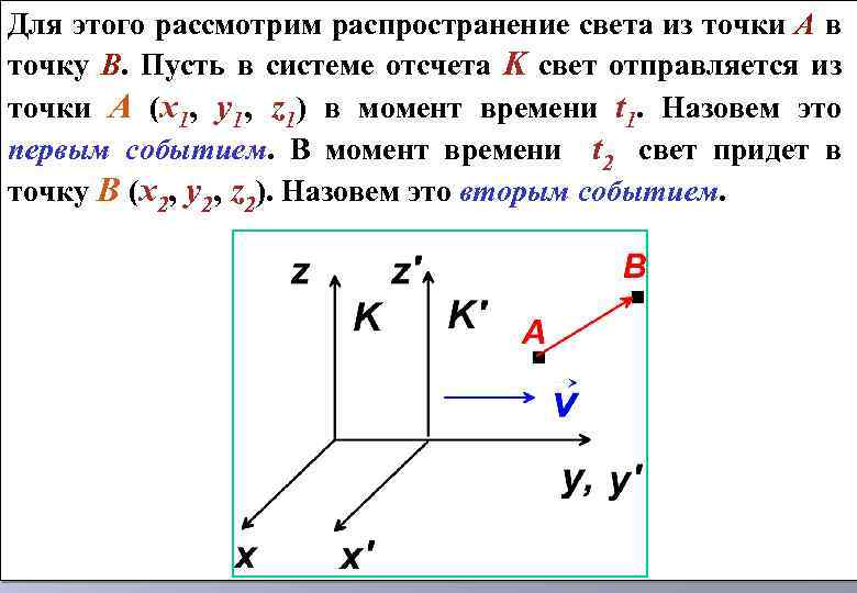 Для этого рассмотрим распространение света из точки А в точку В. Пусть в системе