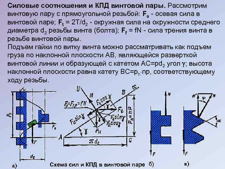 Наибольший кпд винтового механизма позволяет получить