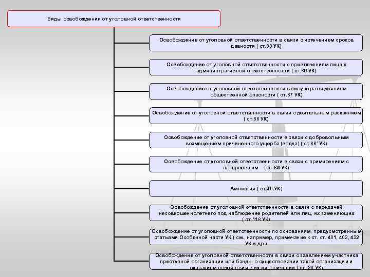Виды освобождения от уголовной ответственности Освобождение от уголовной ответственности в связи с истечением сроков