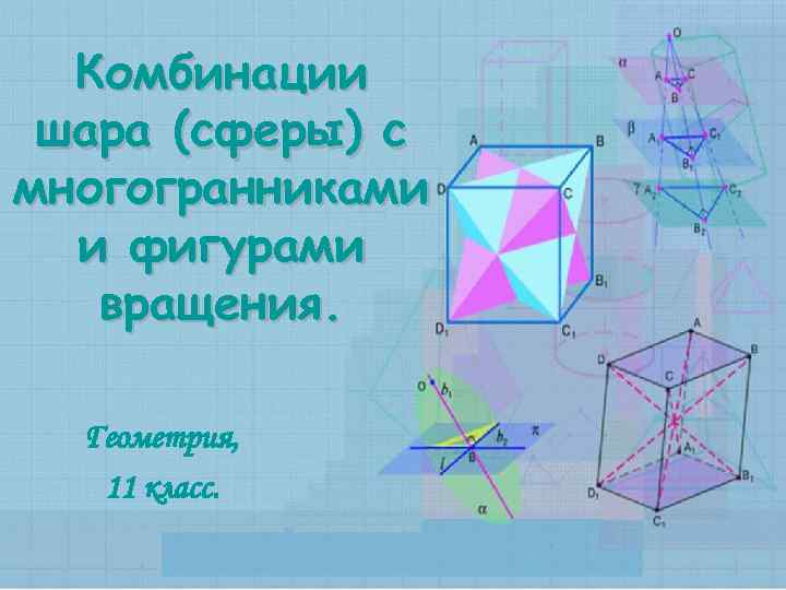 Комбинации шара (сферы) с многогранниками и фигурами вращения. Геометрия, 11 класс. 