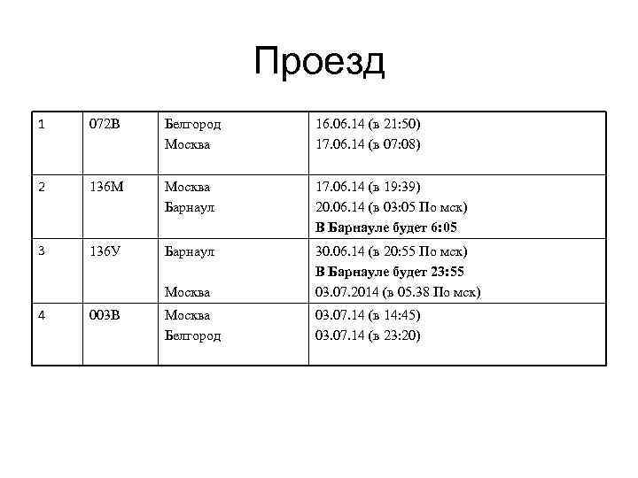 Проезд 1 072 В Белгород Москва 16. 06. 14 (в 21: 50) 17. 06.