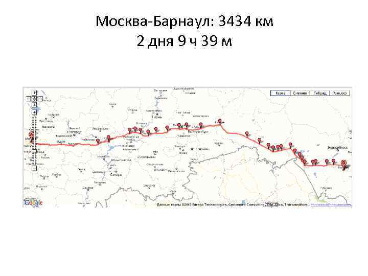 Москва-Барнаул: 3434 км 2 дня 9 ч 39 м 
