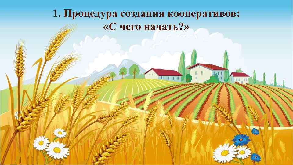 1. Процедура создания кооперативов: «С чего начать? » 
